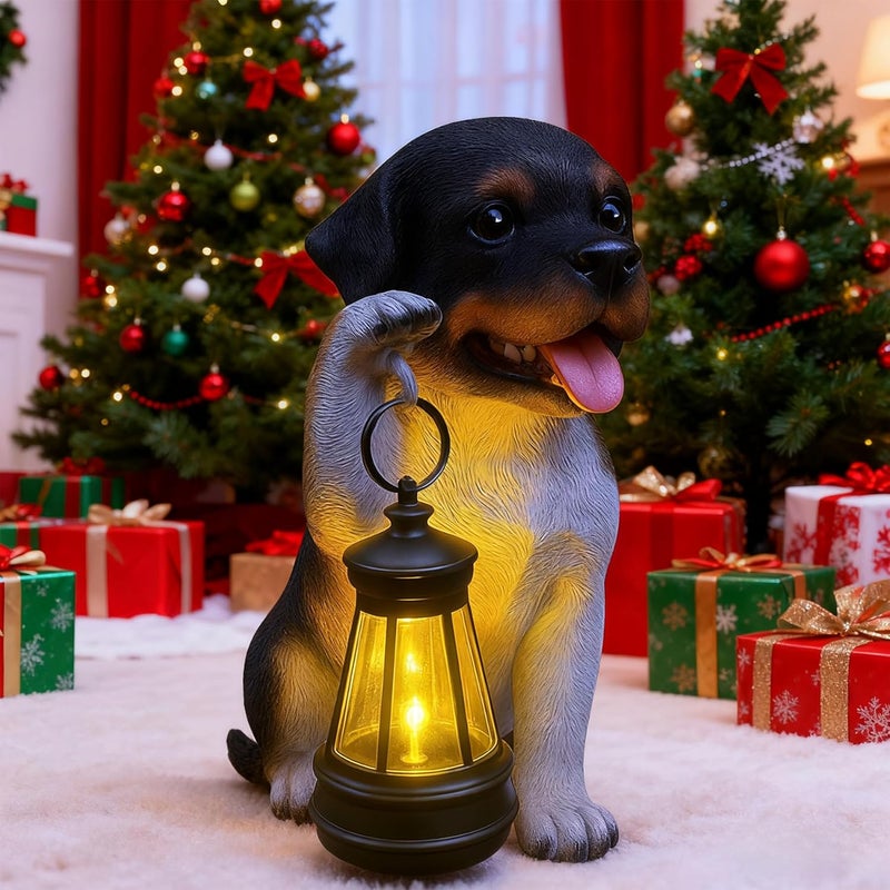 halp·ssfm Solar Garden Statues Dog Figurine with LED Light Lantern Outdoor Art Decor for Patio Lawn Yard Housewarming Home Ornaments Gifts for Dog Lovers Mom Grandma Women - Image 1